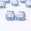 Ceramic Lucky Cat DIY Bracelet Pendant - Vertical Hole Beaded Charm Daruma Cat Accessories