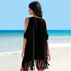 Tassels di cotone off-the-shoulder stampa sciolta da spiaggia bikini costume da bagno camicetta giacca gonna parasole copricostume