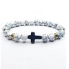 Temu Volcanic Rock & Turquoise Tiger's Eye Gemstone Elastic Bracelet