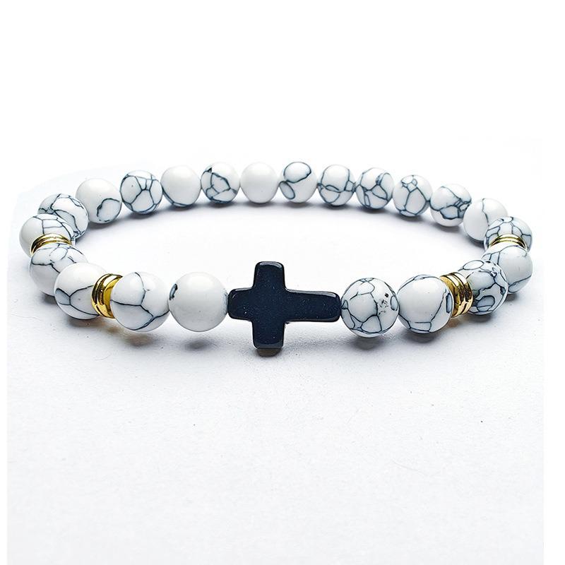 Temu Volcanic Rock & Turquoise Tiger's Eye Gemstone Elastic Bracelet