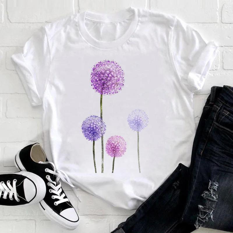 

Women T Shirt Flower Print Tops Tee Black T-shirt Female Summer T-shirt 90s Girls Graphic Tee Woman T-shirt Female Cute Tops Tee L