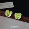 Popular Sicilian Manhua Super Immortal Drop Glaze Flower No Ear Piercing Earrings Women's French Ear Clips Premium Niche Earrings