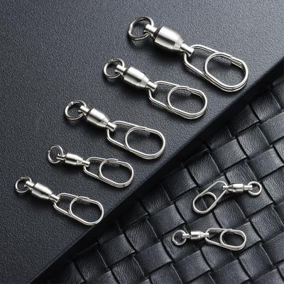 5 Piezas/Paquete Gancho con Clip Giratorio de Acero Inoxidable Conector de Señuelo Rodamiento Giratorio Anillas Ovaladas Divididas Anillo de Conexión para Jigging Pesca
