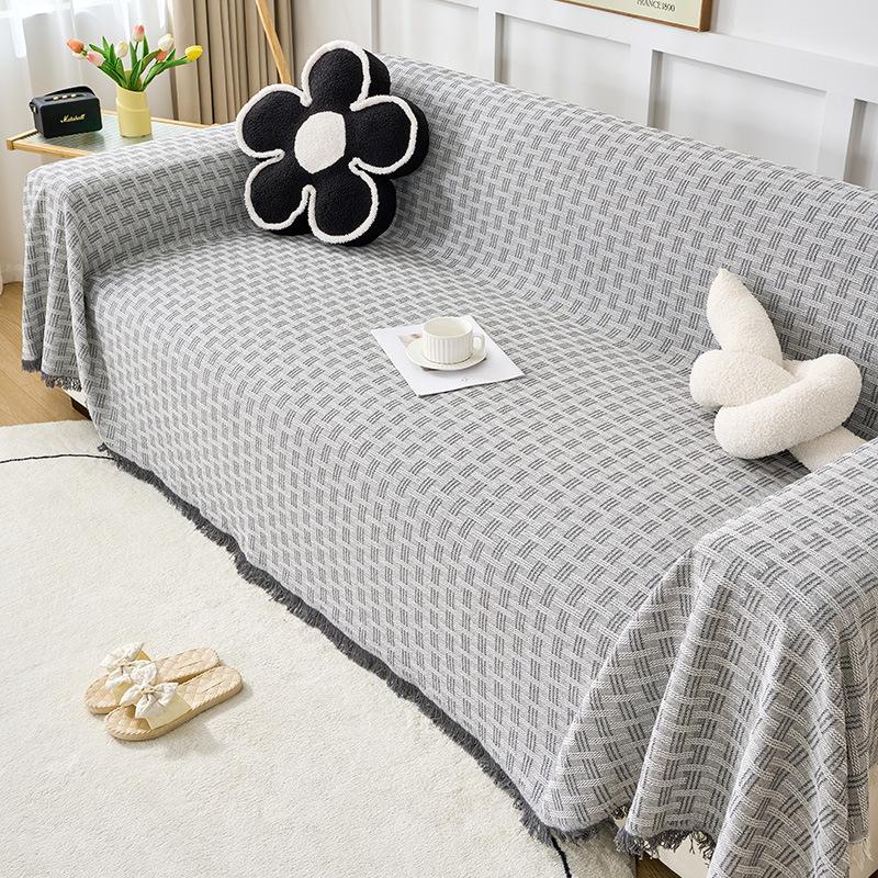 Cream Style Nordic Luxury Elegant Sofa Throw Full Coverage Sofa Mat Machine Washable All-Season Universal Sofa Cover Advanced Sense Cozy Sofa Pad