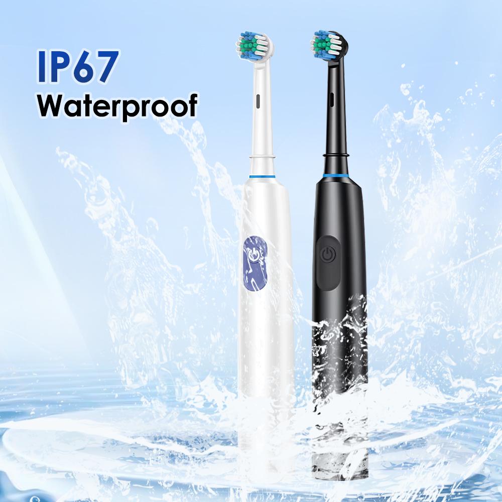 Electric Toothbrush Rotary Rechargeable Teeth Cleaner for Adults Soft Bristles Rotating Round Brush Heads Smart Timer Toothbrush