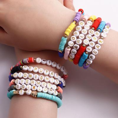Polymer Clay Bracelet for Taylor Swift Fans: Colorful European & American Style with English Name Personalization