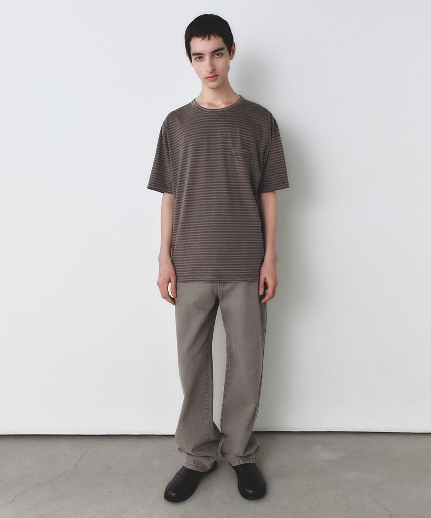 INSILENCE Striped Dyed Pocket T-Shirt Brown
