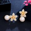 Bright Small Fresh Pearl Flower Earrings Temperament Slightly Inlaid Zircon High-End Earrings Stud Earrings