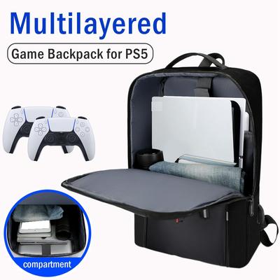 Bolsa de Armazenamento Multifuncional Mochila para Console de Jogo Para Console PlayStation 5 Estojo de Transporte para Viagem com Porta USB para Acessório PS5