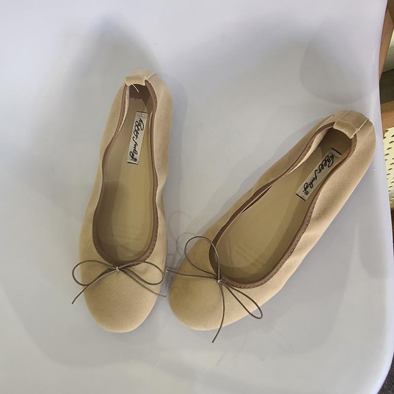 New flat-bottomed light-mouth ballet silver single shoes women's shoes bow red boat shoes