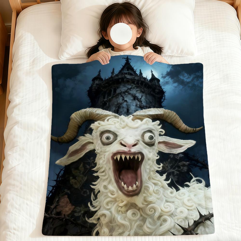 Alternative Gothic Spooky Goat Face art soft warm plush blanket dormitory sofa living room hogar bedroom gift nap home Flannel