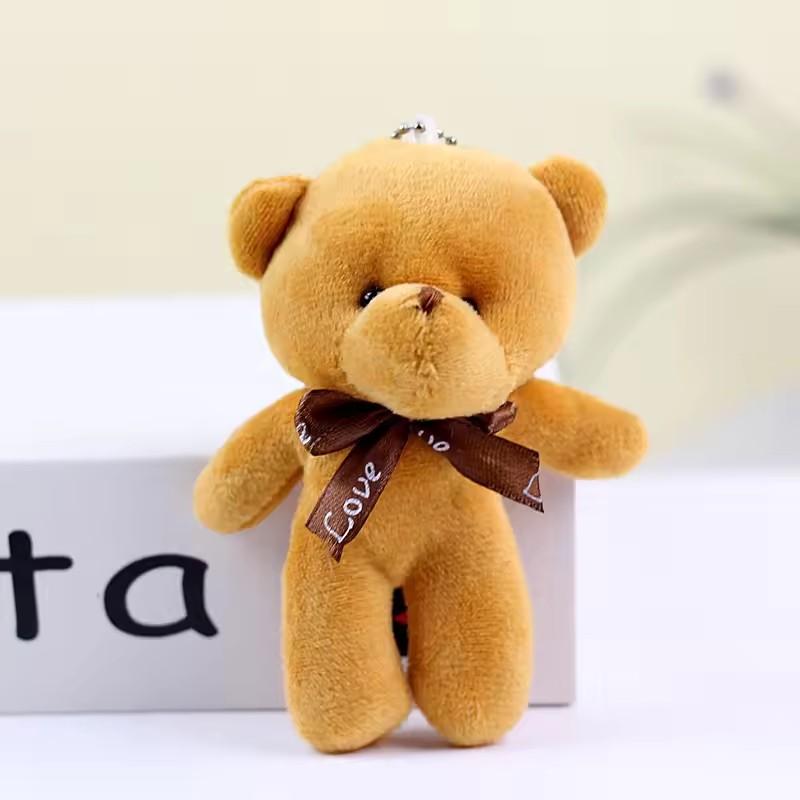 10pcs/lot Bear Stuffed Plush Toy Mini Bear Doll Keychain Soft Stuffed Toy Key Chain Bag Pendant Wedding Decoration Birthday Gift