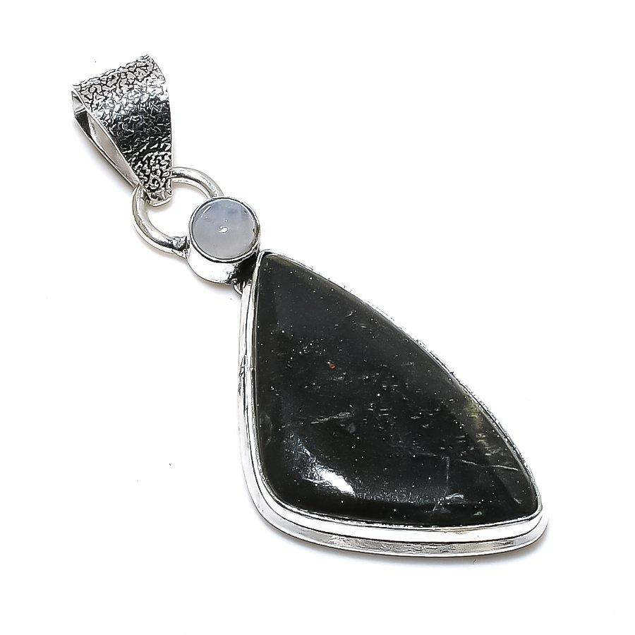 Labradorite, Moonstone Gemstone 925 Sterling Silver Jewelry Pendant 2.40" SU-9968