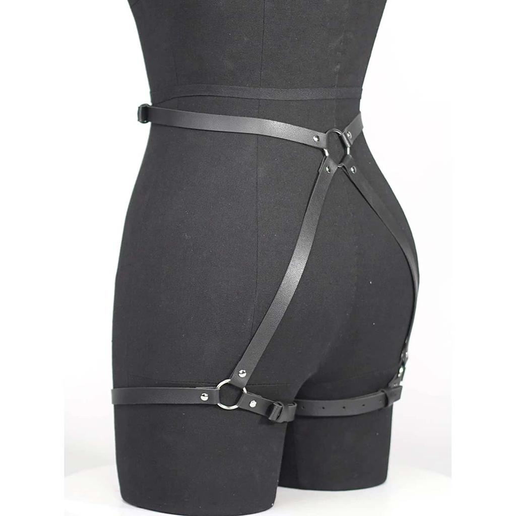 plus size goth Women PU Leather Sexy Lingerie Fetish Leg Harness Thigh Garter Belt Gothic Exotic Clothing Accessories
