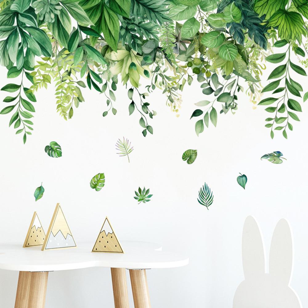 Green Leaf Wall Sticker Decoration for Living Room Bedroom Kids Room Removable Peel and Stick Vinyl Wall Art