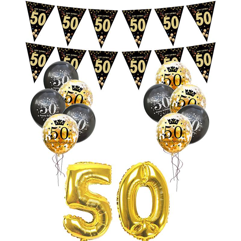 30th 40th 50th 60th Birthday Decorations Number Balloons Birthday Hanging Banner Flags for Adult 30th Anniversary Supplies