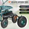 Garden Cart Rolling Workseat with Wheels, Gardening Stool for Planting, 360 Degree Swivel Seat, Wagon Scooter with Steering Handle & Utility Tool