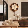 Wall Clock with Pendulum Wood-Grain Flower for Living Room, Entryway