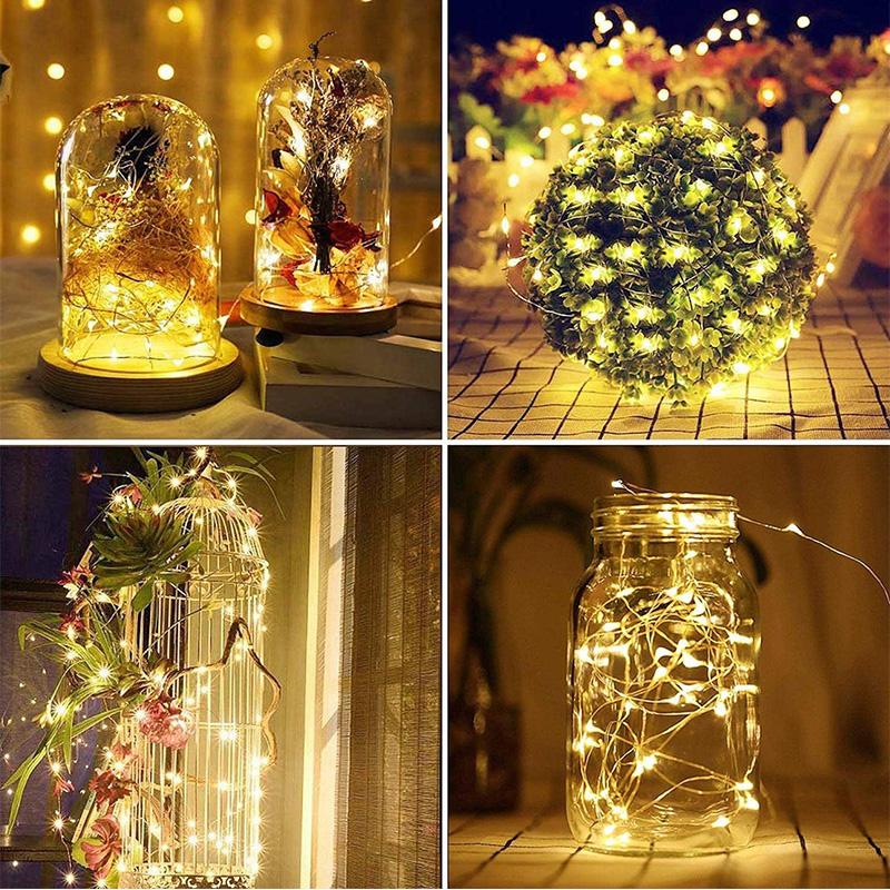 Solar LED Copper Wire String Lights 8 Modes Outdoor Waterproof Fairy Lights Garden Yard Christmas Holiday Party Decor Lighting