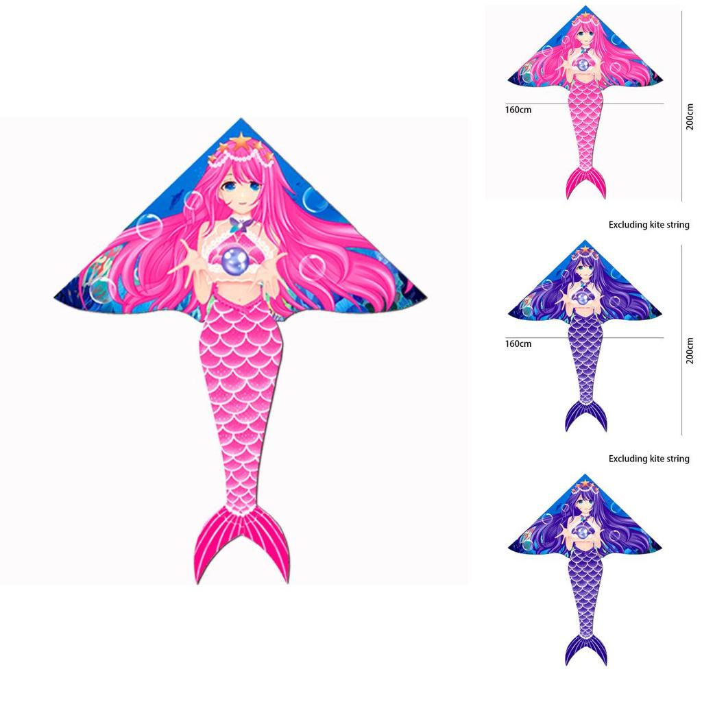 Weifang Hongyun Kite Children Cartoon Mermaid Kite New Triangle Light Breeze Flying Girl Goldfish Swallow 1.6m Mermaid [pink]
