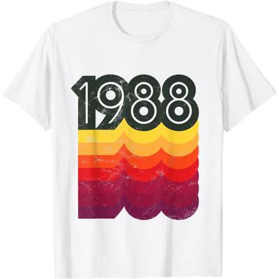 1988 Vintage Retro 80er Jahre Stil T-Shirt T-Shirts für Männer Anime Kleidung Herren T-Shirts Baumwolle Täglich Vier Jahreszeiten T-Shirts