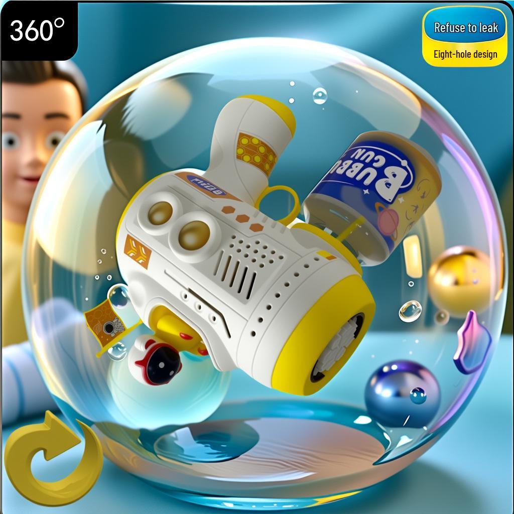 Electric Handheld Bubble Blower with Lights - Children's Automatic Bubble Gun Toy