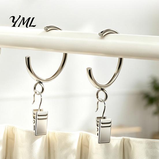 Anti Rust Metal Curtain Hardware 10Pcs C Shaped Rings, Heavy Duty Bypass Rings for 1.25 Inch Rods Passing Drapery with Eyelets French Return