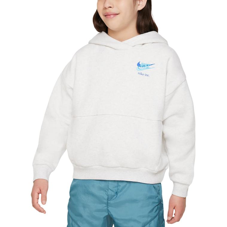 Nike Hoodie With Logo Print Pocket And Hood Kids Hoodies White DX5142-051