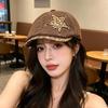 Women's Retro Distressed Denim Painter's Beret with Star Detail