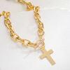Fashion Cross Pendant Zircon OT Buckle Necklace for Women Vintage Exquisite Gold Color Minimalist Necklace Punk Jewelry Gift New