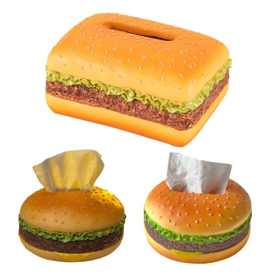 Burger Tissue Box Large Capacity Realistic Looking Hamburger Tissue Storage Box Decorative Paper Towel