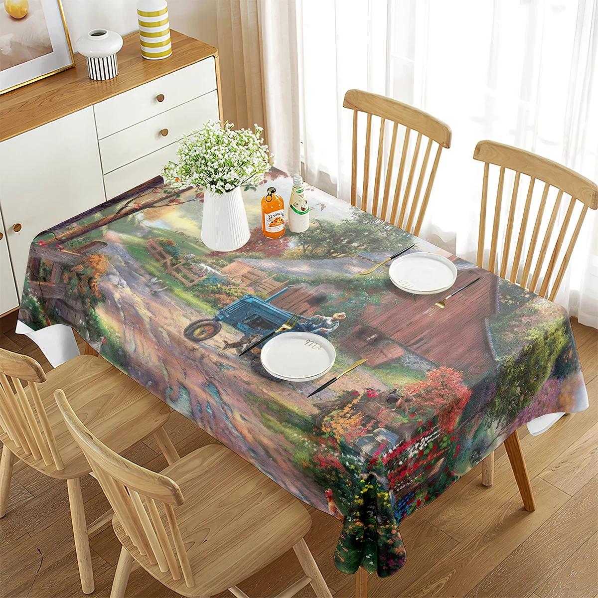 Boerderij Tafelkleed Landelijk Pastorale Boerderijstijl Herfst Oogst voor Rechthoekig Tafelkleed voor Huisdecoratie Woonkamer Eetkamer Keuken 90x150cm