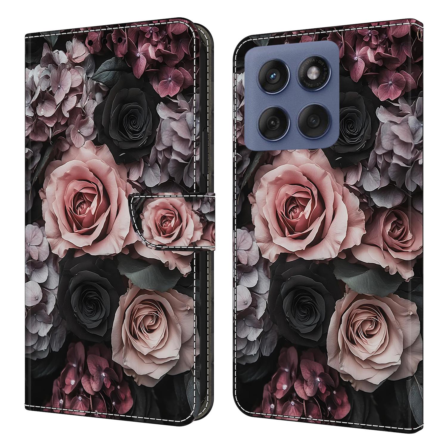 

Для Motorola Edge 60 Pro 5G Шкіряний чохол з друком візерунка Гаманець Підставка Відкидна кришка для телефону Chinese Rose