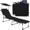 Liegestuhl - SPRINGOS - Klappbar mit Sonnendach - 188 x 57 cm - Metall - Schwarz