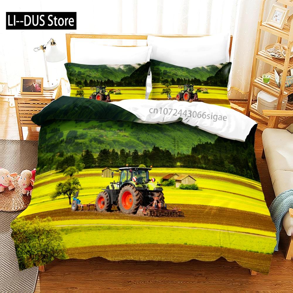 Tractor Bedding Set Bedspread Single Twin Full Queen King Size Sports Bed Set Aldult Bedroom Duvetcover 2 conjunto de cama