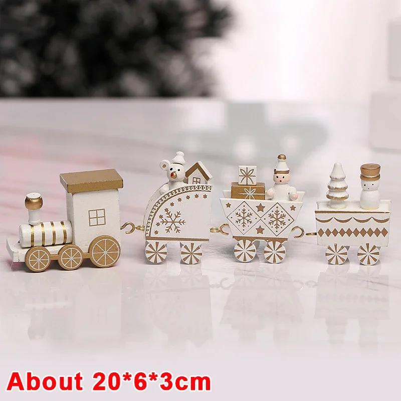 Wooden Christmas Train Ornament Plastic Mini Christmas Train Toys Festival Party Decoration Xmas Table Ornaments New Year Gifts