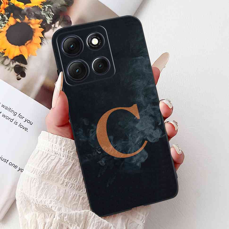 Hot For Motorola Moto G86 5G Case Crown Letters A-Z Soft Silicone Black TPU Cover For MOTO G86 XT2527-2 6.67" Protective Shell