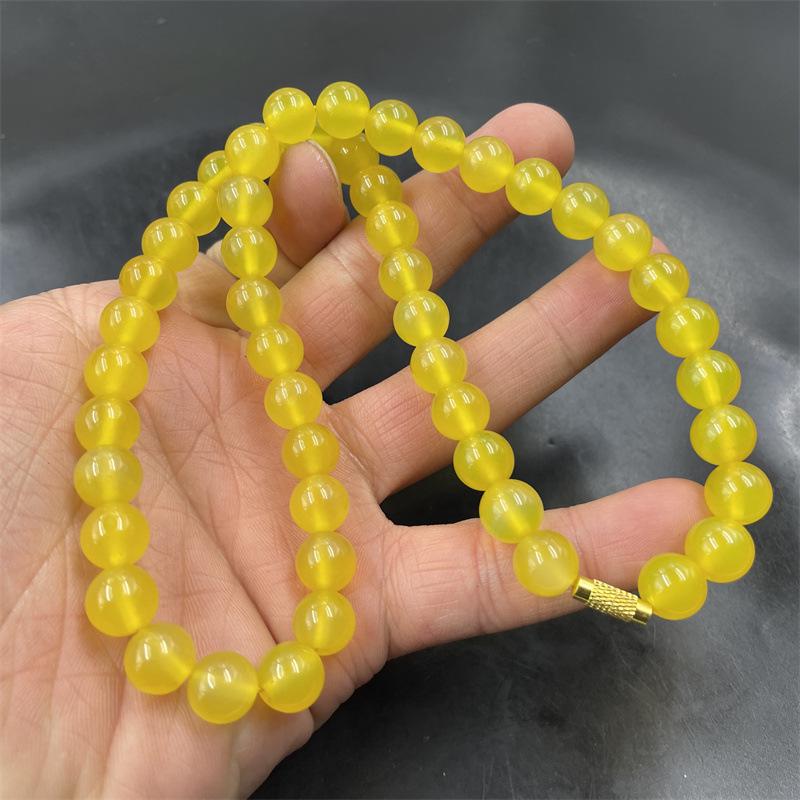 10mm Red Agate & Yellow Agate Bead Necklace for Women - Clavicle Design