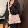 Large capacity plush bag women's new lazy wind leopard print tote bag single shoulder messenger commuter bag