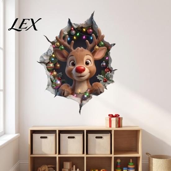 3D Holiday Wall Art Christmas Stickers, Decals for Living Room Bedroom And Party Decor Decor, Removable PVC Festive Home Entrance Classroom