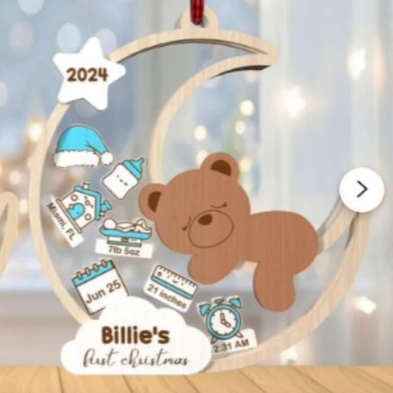 

New baby first Christmas decoration ornament creative personality 4D shaking pendant DIY Christmas 4 (10cm)