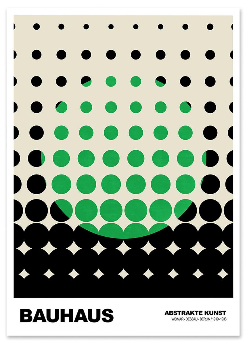 

Plakat zielony czarny bauhaus kropki 30x40 cm