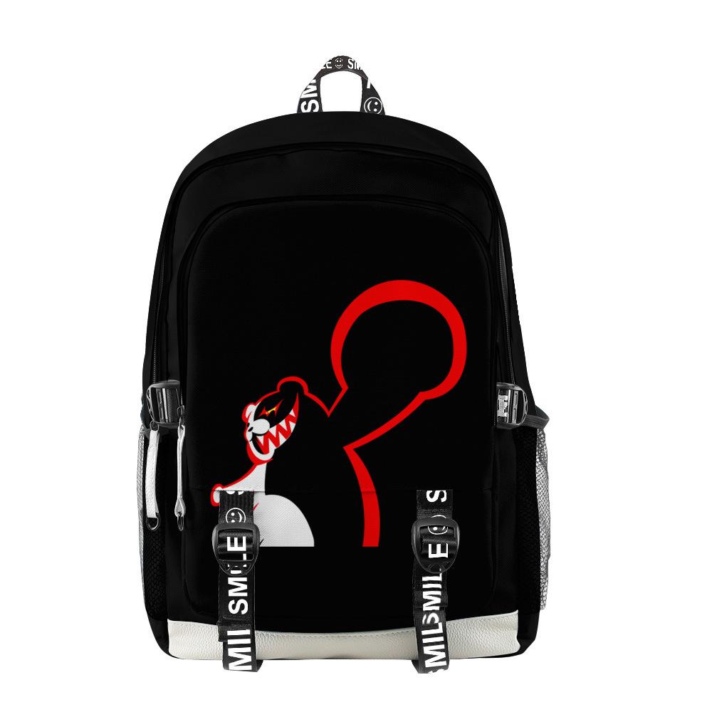 Trending Unique Cool Bad Bunny Knapsacks Boys/Girls Pupil Learner Bags 3D Design Keychains Oxford Moisture-proof Adorable Small Backpacks