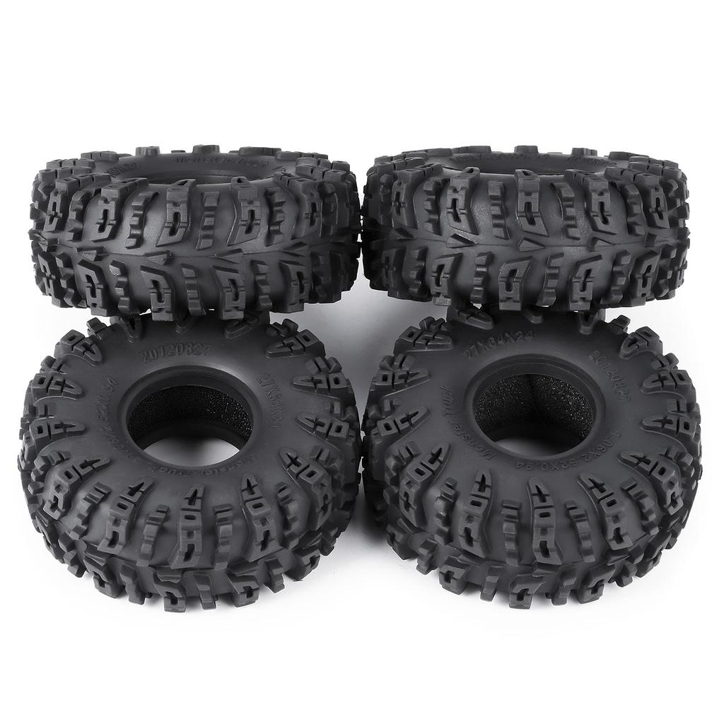 TRZX 1/18 Scale Traxxas TRX4-M RC Crawler Car Tires, 4 Pieces, 1.1" Tires, 64mm Rubber Soft Wheels (#A)