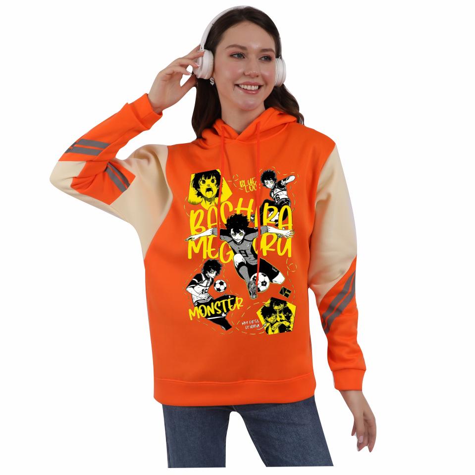 Blue Lock Anime Colorblock Hoodie mit Fleece für Damen und Herren - Herbst/Winter