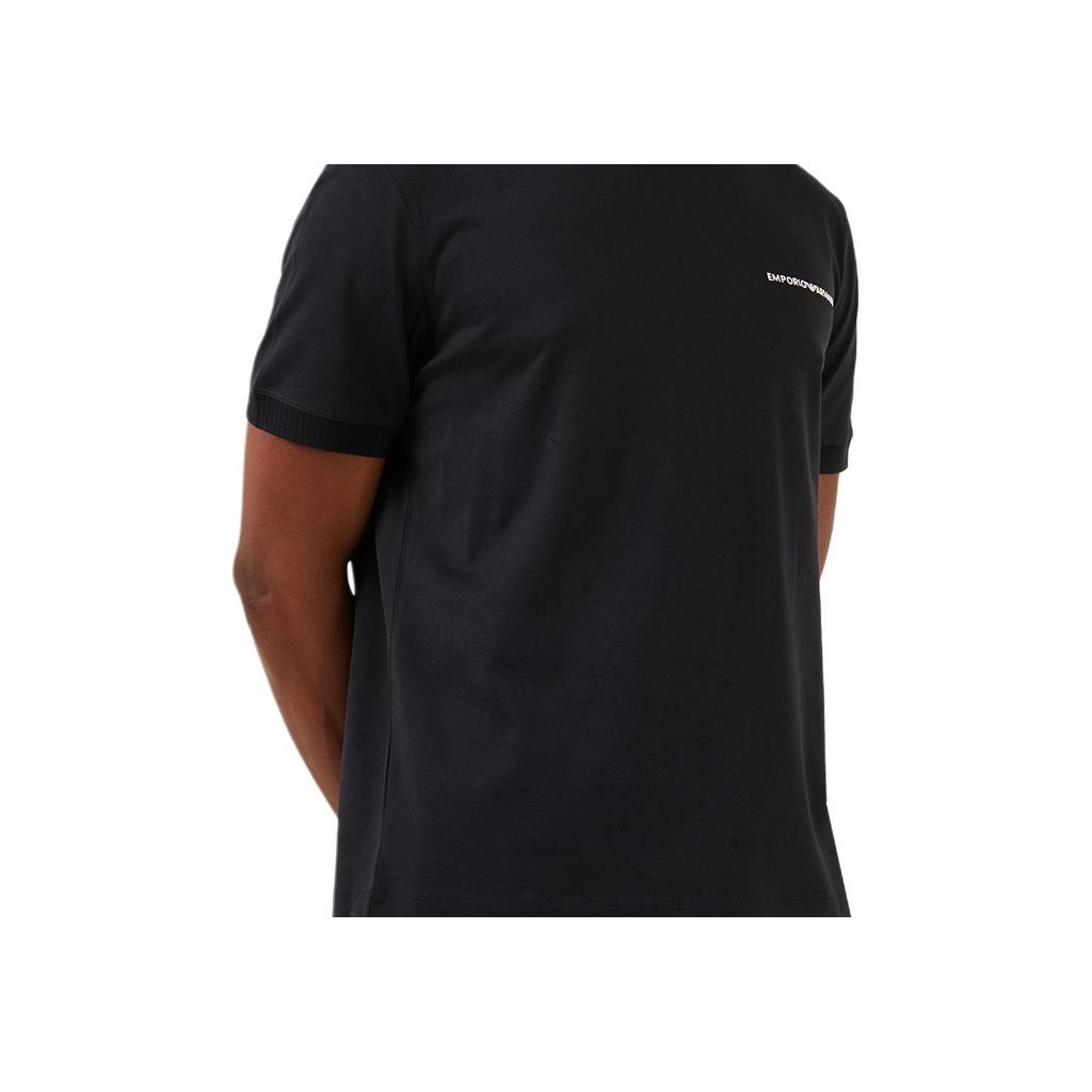 Emporio Armani Solid Color Round Neck Drop Shoulder Casual Short Sleeve T-Shirt Men tops Black 3D1TN3-1JOCZ-0966
