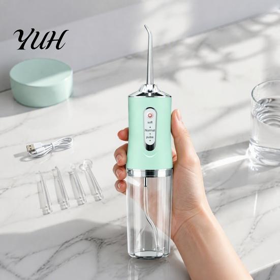 Irrigateur buccal rechargeable, jet dentaire électrique sans fil, 3 niveaux pour le nettoyage des dents avec 4 embouts de jet, Flosser