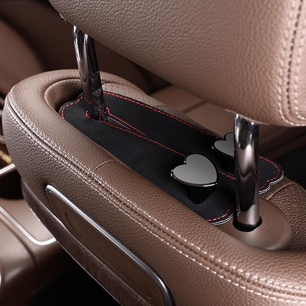 Kopfstützenhaken für Autositze 2 in 1 Leder Herzform Metall Rückenlehnenhaken Handtaschen- und Taschen-Rucksack Doppelhaken Sitzaufhänger