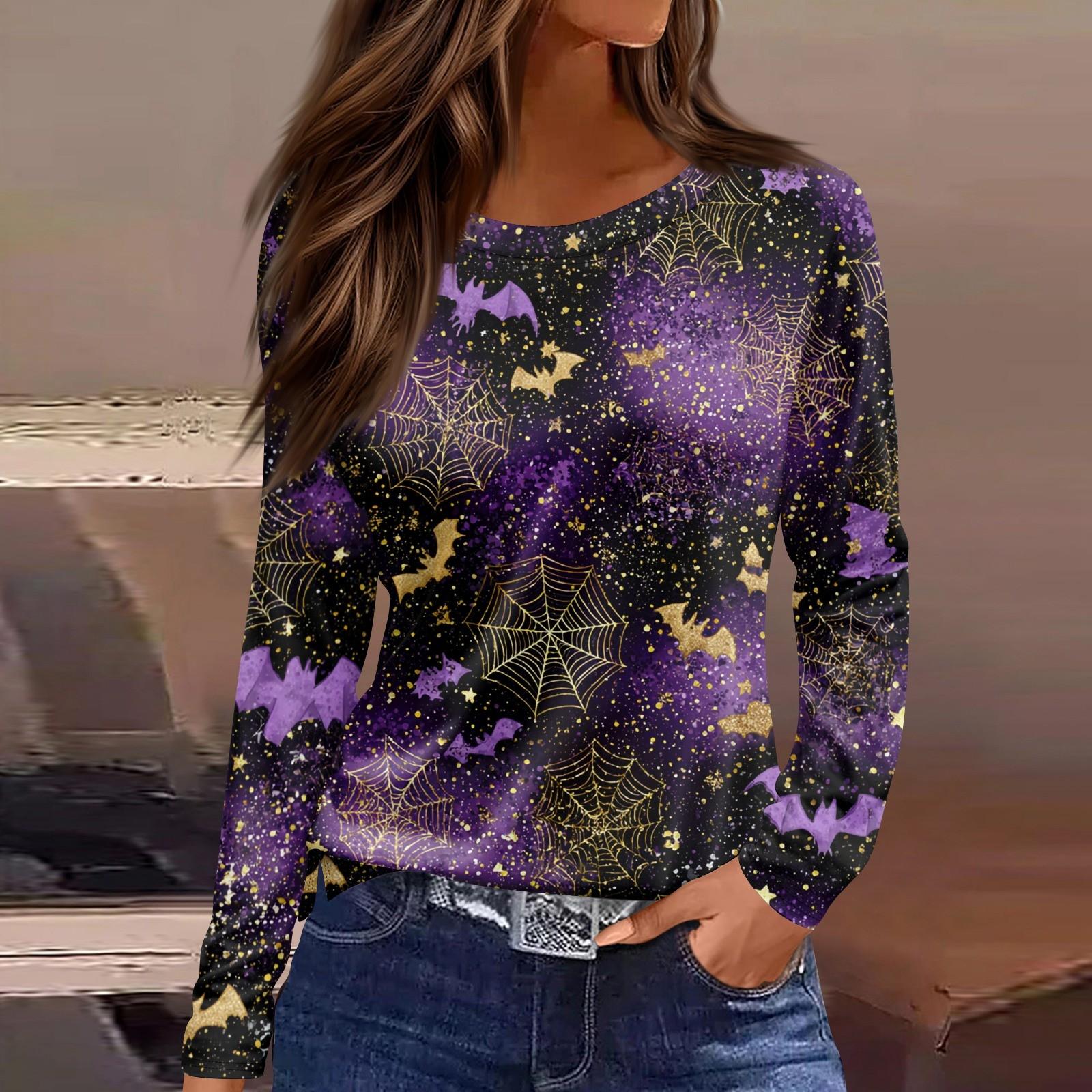 

Женская модная повседневная блузка с длинным рукавом и круглым вырезом, пуловер с принтом L