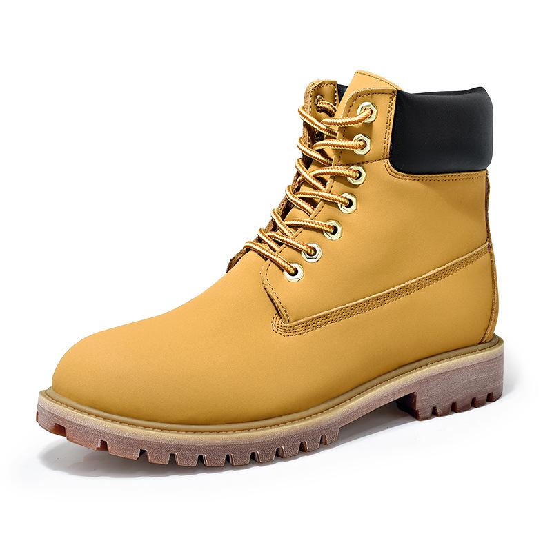 Autumn/Winter Men's & Women's Warm Cotton-Lined Yellow Couple Boots